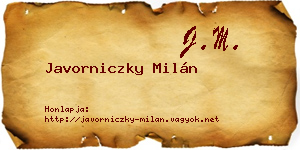 Javorniczky Milán névjegykártya