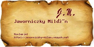 Javorniczky Milán névjegykártya
